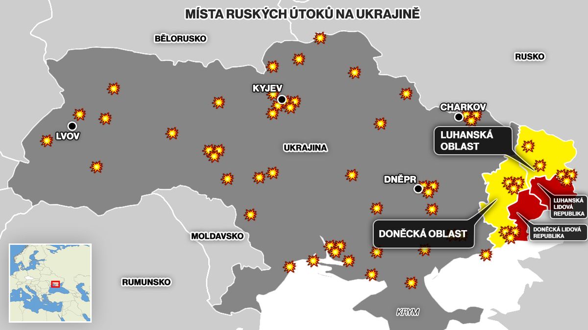 Ukrajinská města napříč zemí jsou pod palbou